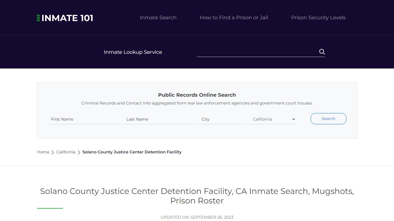 Solano County Justice Center Detention Facility, CA Inmate Search ...